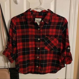 Cropped plaid button down
